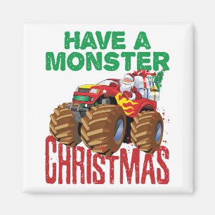 モンスタートラッククリスマスサンタクロース少年たち幼児 マグネット