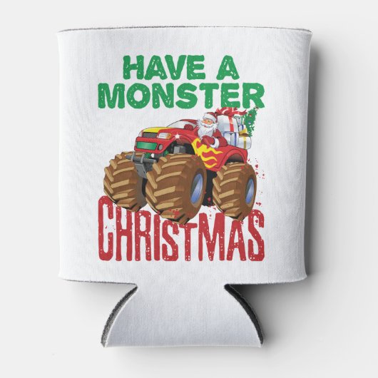 モンスタートラッククリスマスサンタクロース少年たち幼児 缶クーラー (正面)