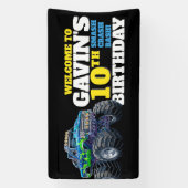 モンスタートラッククールブルーブルー10誕生日カスタムビニール 横断幕 (縦)