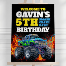 モンスタートラッククールブルー第5誕生日ウェルカムサイン