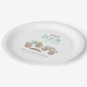 モンスタートラックグリーンブルー誕生日紙プレート ペーパープレート (アングル)