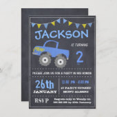 モンスタートラックシャルボード誕生日招待状 招待状 (正面/裏面)