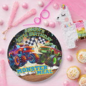 モンスタートラックショーダウンエクストリームレーシング誕生日 ペーパープレート (パーティー)