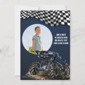 モンスタートラックジャム写真誕生日パーティー、任意の年齢 招待状 (裏面)