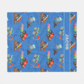 モンスタートラックジャム水の色カーキッズ フリースブランケット (正面(横))