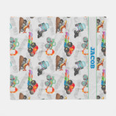 モンスタートラックジャム水の色カーキッズ フリースブランケット (正面(横))