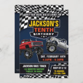 モンスタートラックジャム誕生日パーティー、任意の年齢 招待状 (正面/裏面)