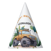 モンスタートラックジャングルサファリハッピーバースデー パーティーハット (正面)