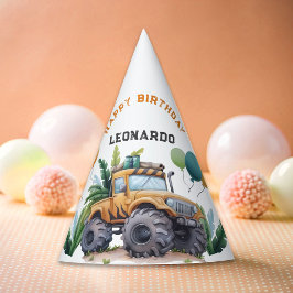 モンスタートラックジャングルサファリハッピーバースデー パーティーハット