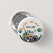 モンスタートラックジャングルサファリハッピーバースデー 缶バッジ (正面&裏面)