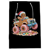 モンスタートラックジンジャーブレッドマンクリスマスベーキング ミディアムペーパーバッグ (正面)