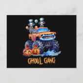 モンスタートラックスケルトンかわいいグール集団ハロウィーン シーズンポストカード (正面)