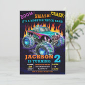 モンスタートラックスマッシュクラッシュボーイバースデーパーティー 招待状 (スタンド正面)