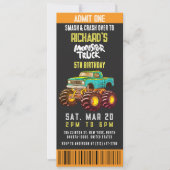 モンスタートラックスマッシュ&レビジョン子供の誕生日パーティー 招待状 (正面)