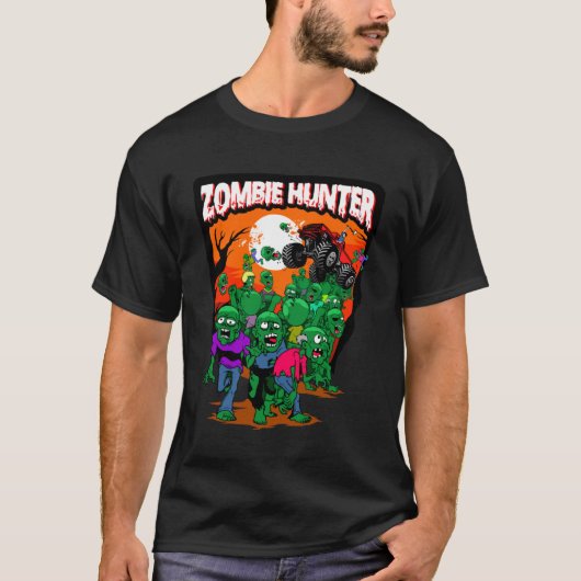 モンスタートラックゾンビハンターハロウィンキ完全に死んでいなール Tシャツ (正面)