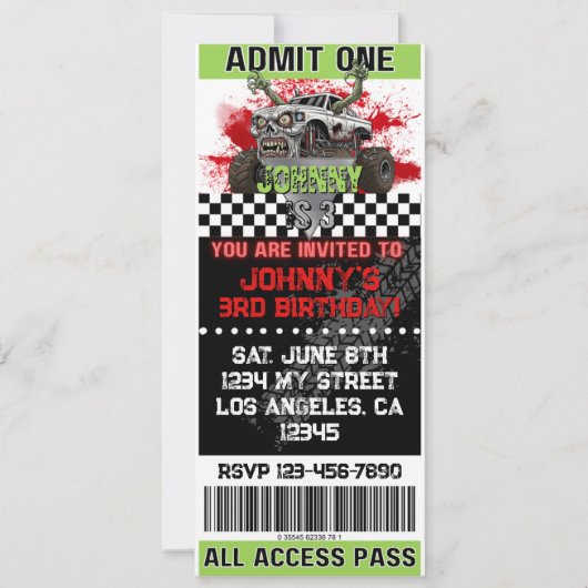 モンスタートラックゾンビ招待 招待状 (正面)