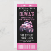 モンスタートラックチケットガールズバースデーパーティー 招待状 (正面)