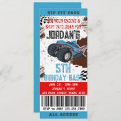 モンスタートラックチケット誕生日パーティーの招待 招待状 (正面/裏面)