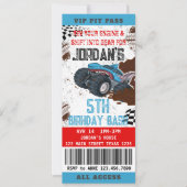 モンスタートラックチケット誕生日パーティーの招待 招待状 (正面)