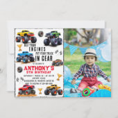 モンスタートラックチーム誕生日パーティーと写真 招待状 (正面)