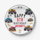 モンスタートラックチーム誕生日パーティーの招待状 ペーパープレート (正面)