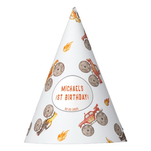 モンスタートラックテーマ パーティーハット (正面)