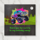 モンスタートラックネオンボーイ誕生日パーティーありがとう フェイバータグ (裏面)