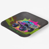 モンスタートラックネオンボーイ誕生日パーティー ペーパープレート (傾斜あり)