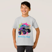 モンスタートラックネオンボーイ誕生日パーティー Tシャツ (正面フル)