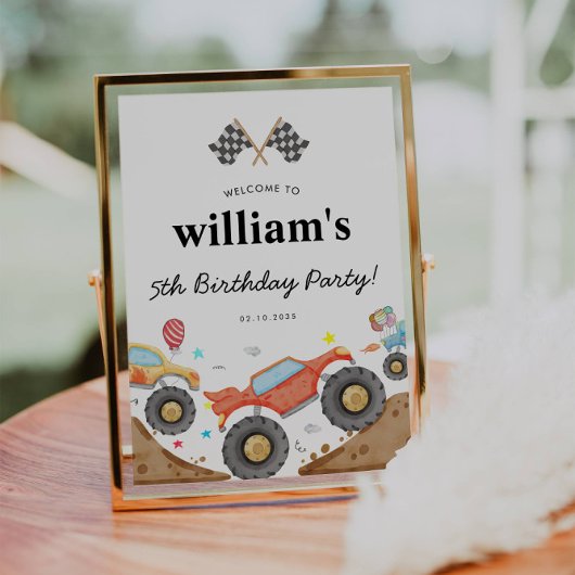 モンスタートラックバッシュカーレースフラグ誕生日へようこそ