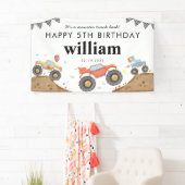 モンスタートラックバッシュカーレースフラグ誕生日へようこそ 横断幕 (インサイチュ)