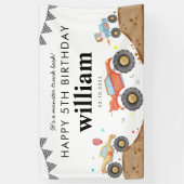 モンスタートラックバッシュカーレースフラグ誕生日へようこそ 横断幕 (縦)