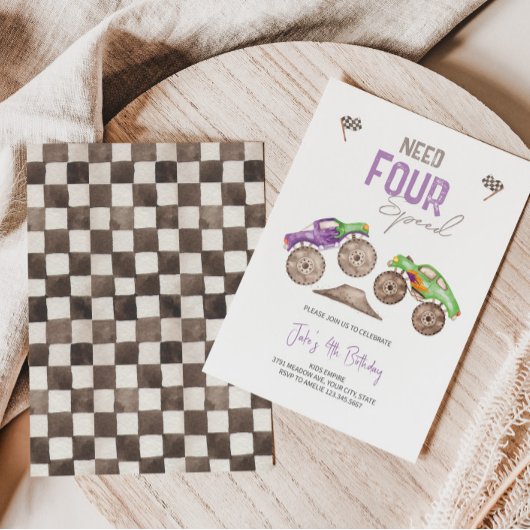 モンスタートラックバッシュ誕生日招待状任意の年齢 招待状