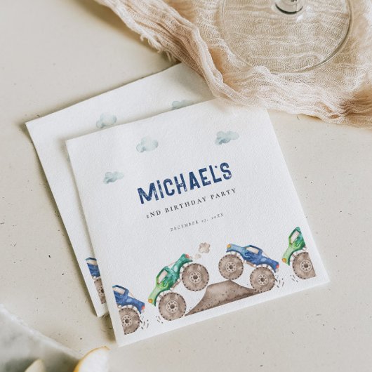 モンスタートラックバッシュ誕生日 スタンダードランチョンナプキン