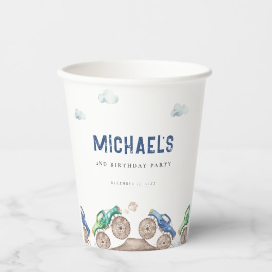 モンスタートラックバッシュ誕生日 紙コップ (正面)