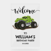 モンスタートラックバースデーパーティーミニマルボーイズ誕生日 アクリルサイン (正面)