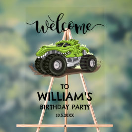 モンスタートラックバースデーパーティーミニマルボーイズ誕生日 アクリルサイン
