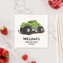 モンスタートラックバースデーパーティーミニマルボーイズ誕生日 スタンダードカクテルナプキン