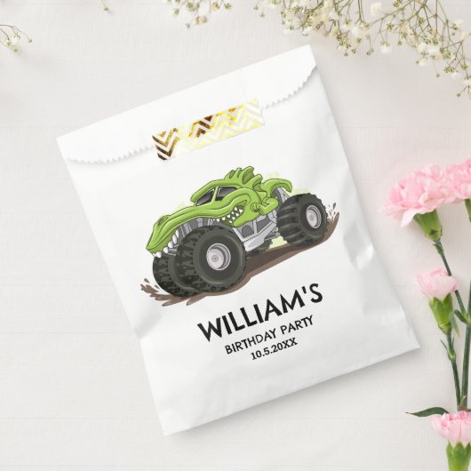 モンスタートラックバースデーパーティーミニマルボーイズ誕生日 フェイバーバッグ (封をした状態)