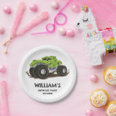 モンスタートラックバースデーパーティーミニマルボーイズ誕生日 ペーパープレート (パーティー)