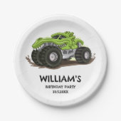 モンスタートラックバースデーパーティーミニマルボーイズ誕生日 ペーパープレート (正面)