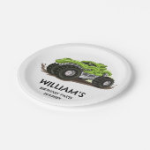 モンスタートラックバースデーパーティーミニマルボーイズ誕生日 ペーパープレート (アングル)