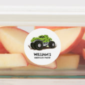 モンスタートラックバースデーパーティーミニマルボーイズ誕生日 ラベル (貼付)