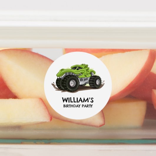 モンスタートラックバースデーパーティーミニマルボーイズ誕生日 ラベル (貼付)