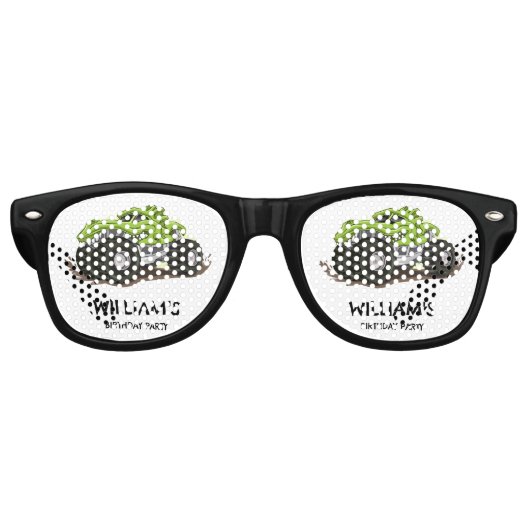 モンスタートラックバースデーパーティーミニマルボーイズ誕生日 レトロサングラス (正面)