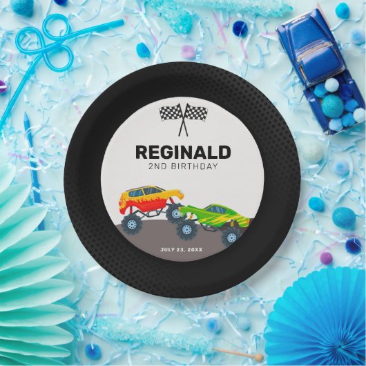 モンスタートラックバースデーパーティー紙プレート ペーパープレート (パーティー)