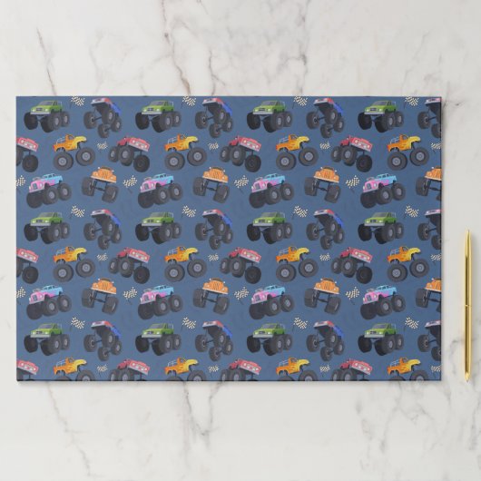 モンスタートラックバースデーパーティー紙ランチョンマット ペーパーパッド (インサイチュ)