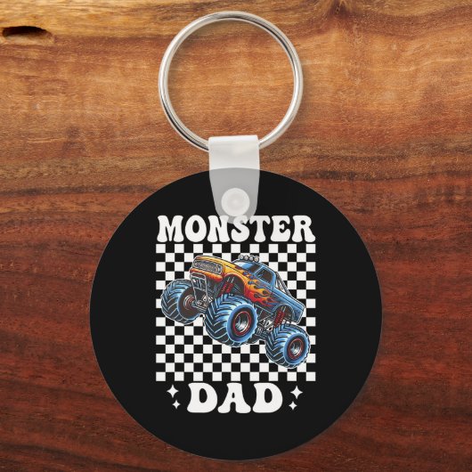 モンスタートラックパパモンスタートラックは私のジャムトラックL キーホルダー (正面)