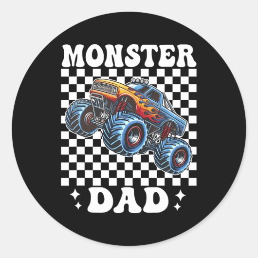 モンスタートラックパパモンスタートラックは私のジャムトラックL ラウンドシール (正面)