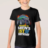 モンスタートラックパーソナライズされたバースデーパーティー トライブレンドＴシャツ (正面)